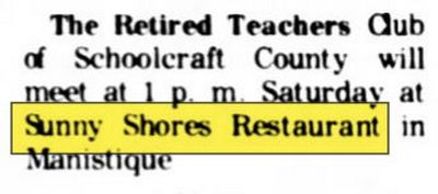 Sunny Shores Restaurant (Straslers Sunny Shores Restaurant) - May 1977 Article